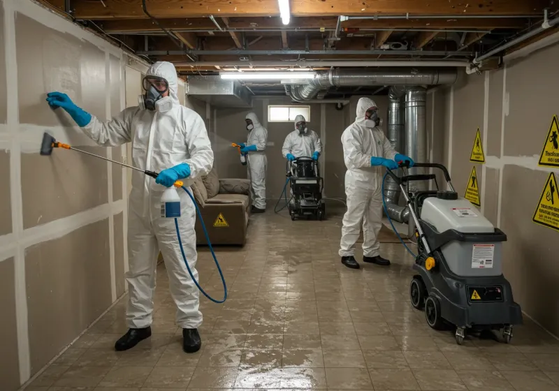 Basement Moisture Removal and Structural Drying process in Painted Post, NY